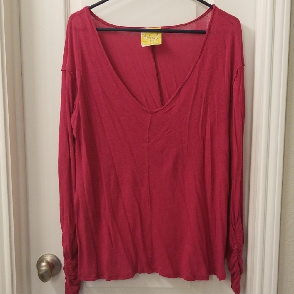 Free People pink Blouse cropped  in the back